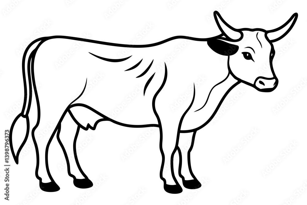 ox silhouette line art vector illustration with a white background ox silhouette line art vector illustration with a white background
