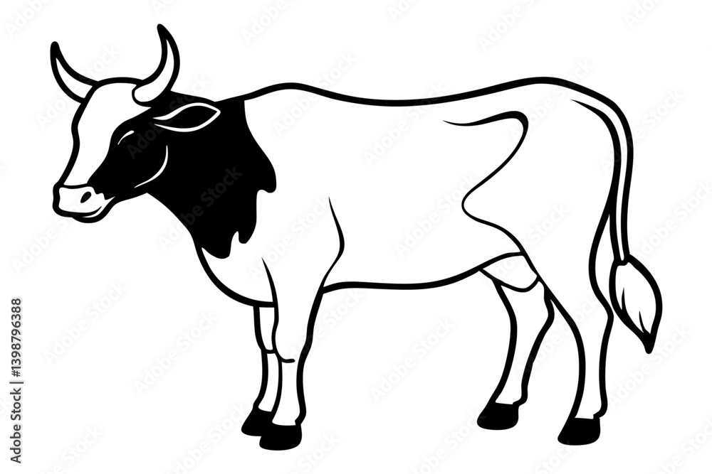 Fototapeta premium ox silhouette line art vector illustration with a white background