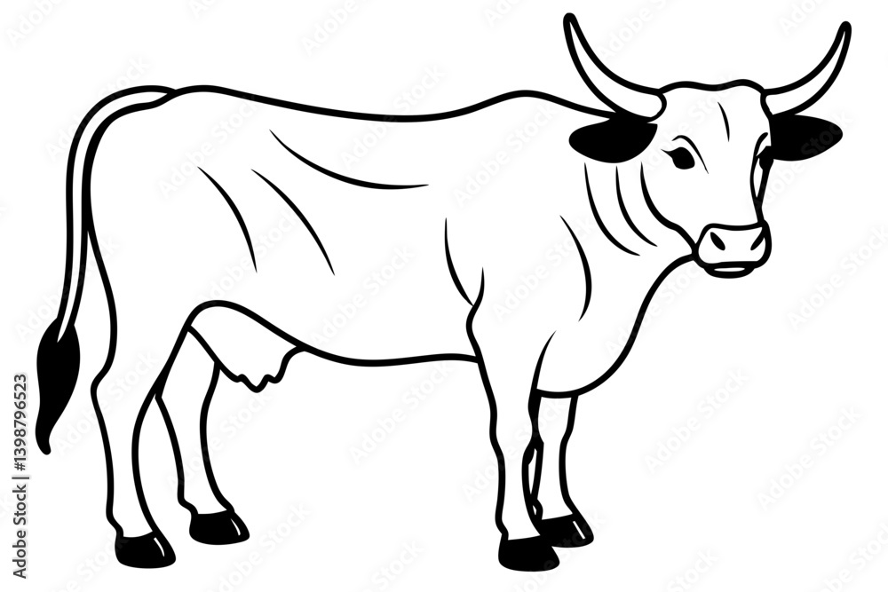 ox silhouette line art vector illustration with a white background ox silhouette line art vector illustration with a white background
