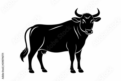 ox silhouette line art vector illustration with a white background