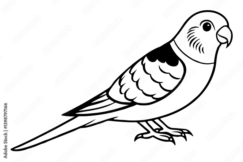 Fototapeta premium parakeet silhouette line art vector illustration with a white background
