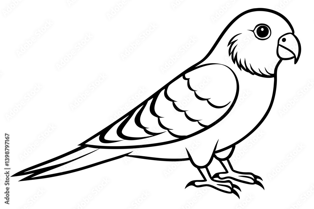 Fototapeta premium parakeet silhouette line art vector illustration with a white background