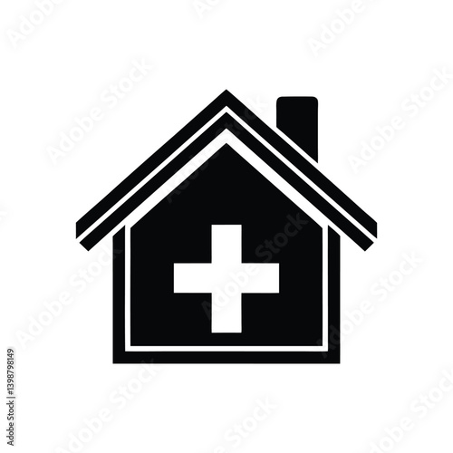 Medical House Icon Vector Illustration Isolated on White Background