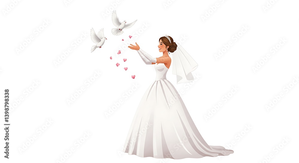 Naklejka premium bride releasing doves
