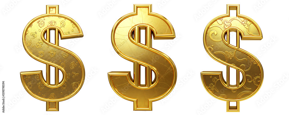 Golden Dollar Symbols on Transparent Background
Golden Dollar Symbols on Transparent Background