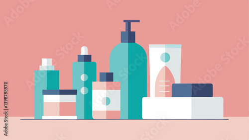 Group of Products A collection of skincare products containing exosomes including serums and creams displayed on a clean minimalist surface.