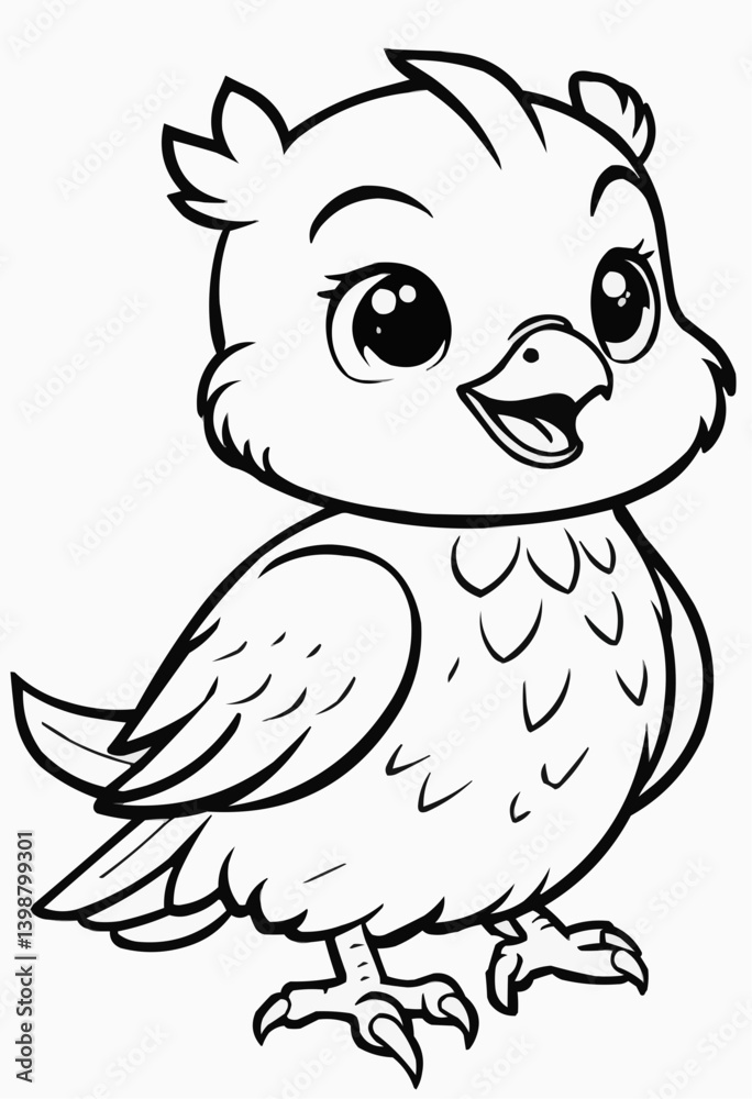 Fototapeta premium Cartoon illustration of a baby bird