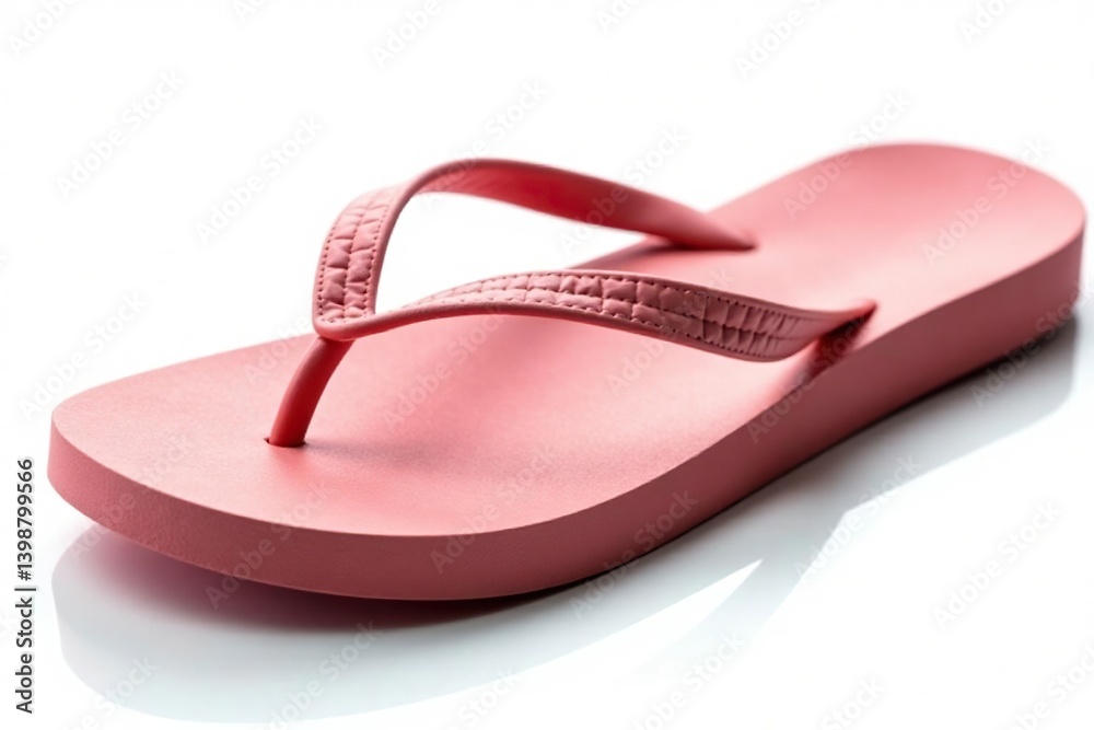 Close-up of a single flip-flop isolated on white background, studio, object, footwear Close-up of a single flip-flop isolated on white background, studio, object, footwear