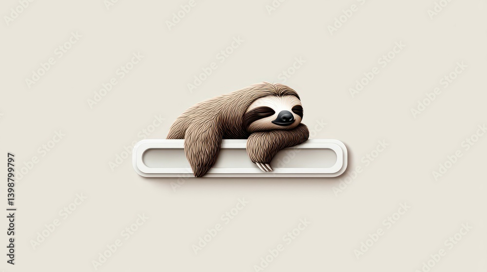 Obraz premium A delightful cartoon sloth, resting peacefully with its eyes closed, in a warm, gentle scene.