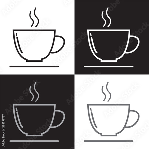 Set of Coffee Cup template line icons, on transparent background, line design vector illustration, coffee concept