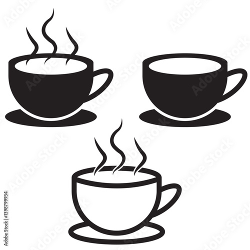 Set of Coffee Cup template line icons, on transparent background, line design vector illustration, coffee concept