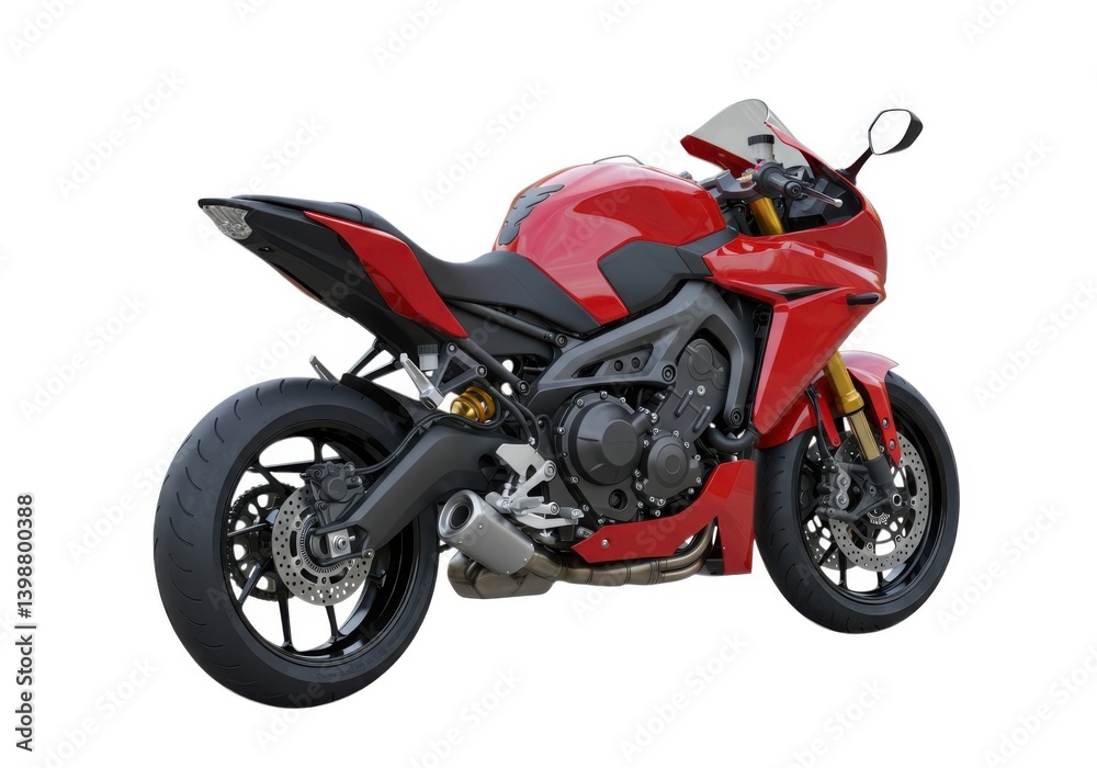 Sleek modern red motorcycle vehicle transportation design Sleek modern red motorcycle vehicle transportation design