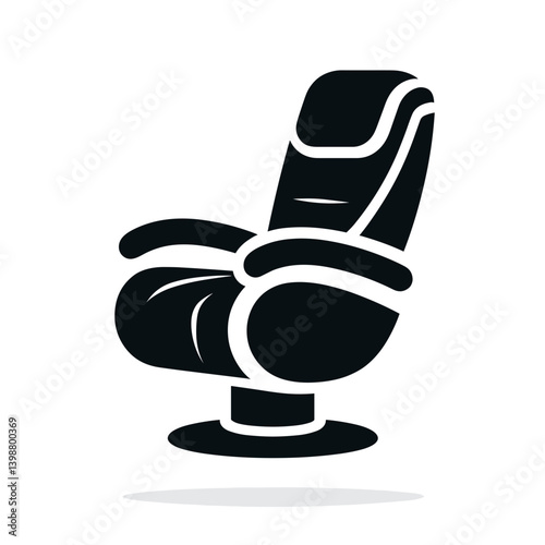 Black reclining chair silhouette on a light background with copy space