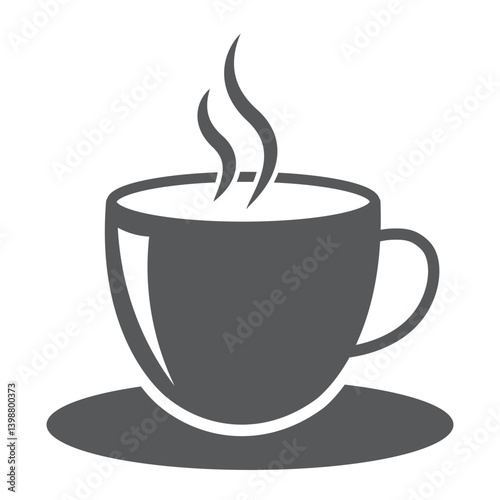 Coffee cup icon set with various cup designs and steaming hot drinks