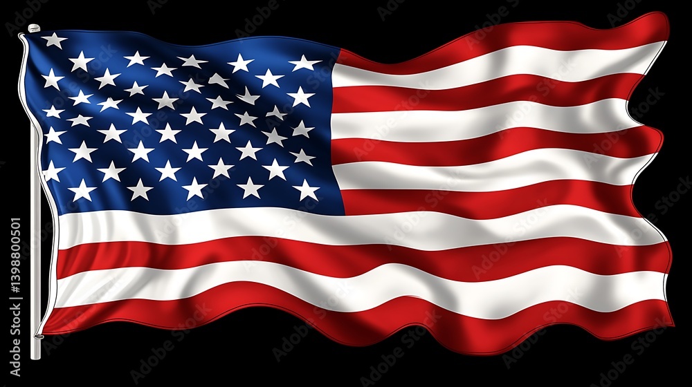 Naklejka premium A vibrant depiction of the american flag waving proudly.