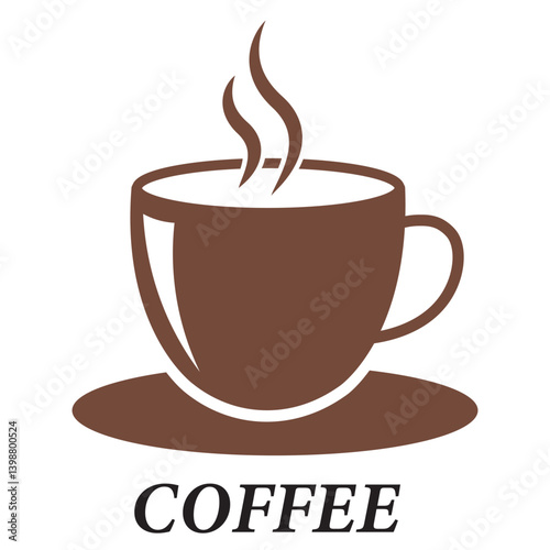 Coffee cup icon set with various cup designs and steaming hot drinks
