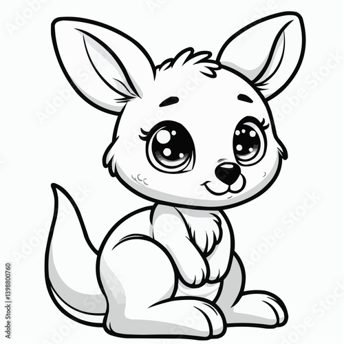 Cartoon outline of a baby kangaroo 