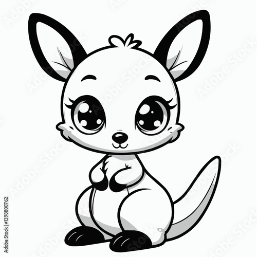 Coloring page of a baby kangaroo 