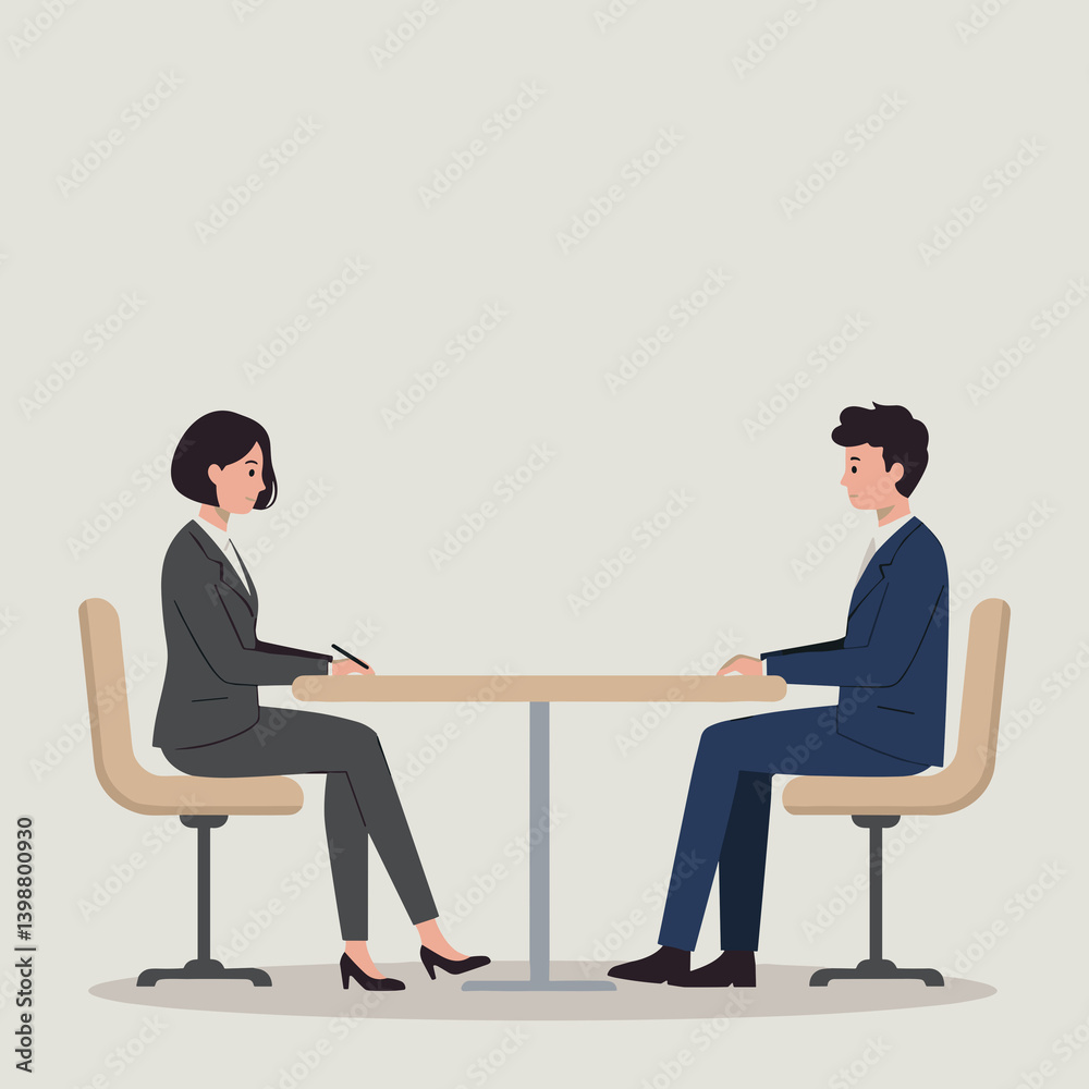 Business Meeting Between Two Professionals at a Table Business Meeting Between Two Professionals at a Table