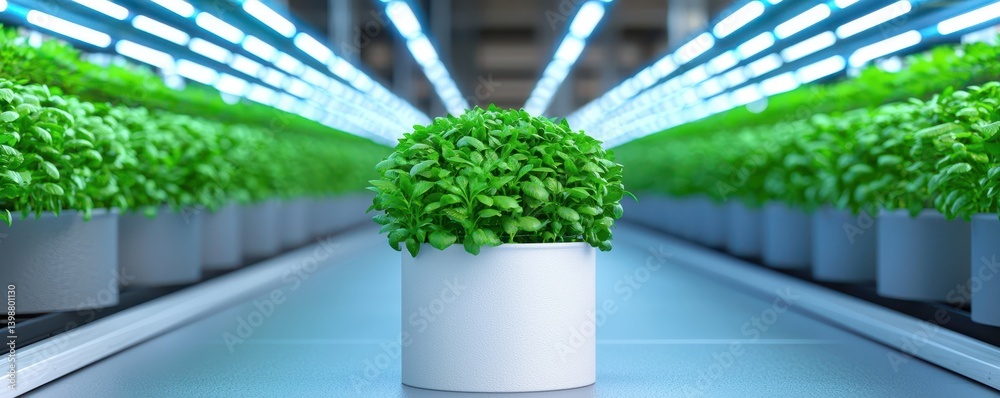 Hydroponic herb cultivation indoor farm green plants controlled environment close-up sustainable agriculture