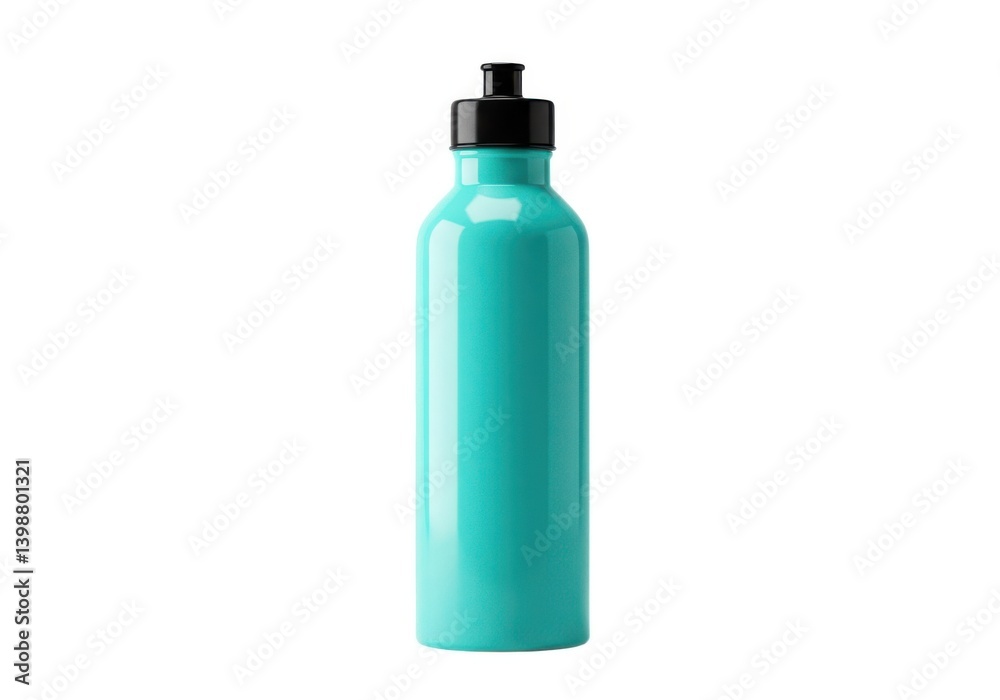 Aqua reusable water bottle for hydration and fitness needs isolated on white background Aqua reusable water bottle for hydration and fitness needs isolated on white background