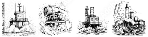 Exploration of ocean energy structures amidst turbulent sea waves and dynamic weather conditions