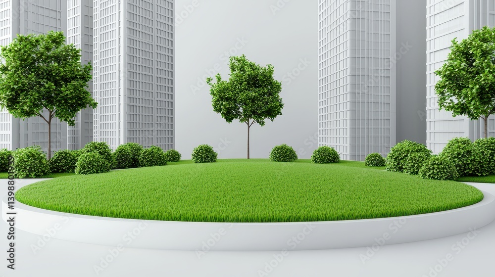 Urban green space initiative modern city landscape eco-friendly environment aesthetic view sustainable design
