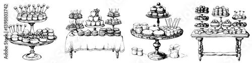 Deliciously arranged desserts at a festive gathering showcasing various pastries and confections