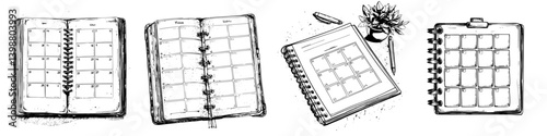 Various calendar designs showcasing different styles of planning tools for effective time management and organization