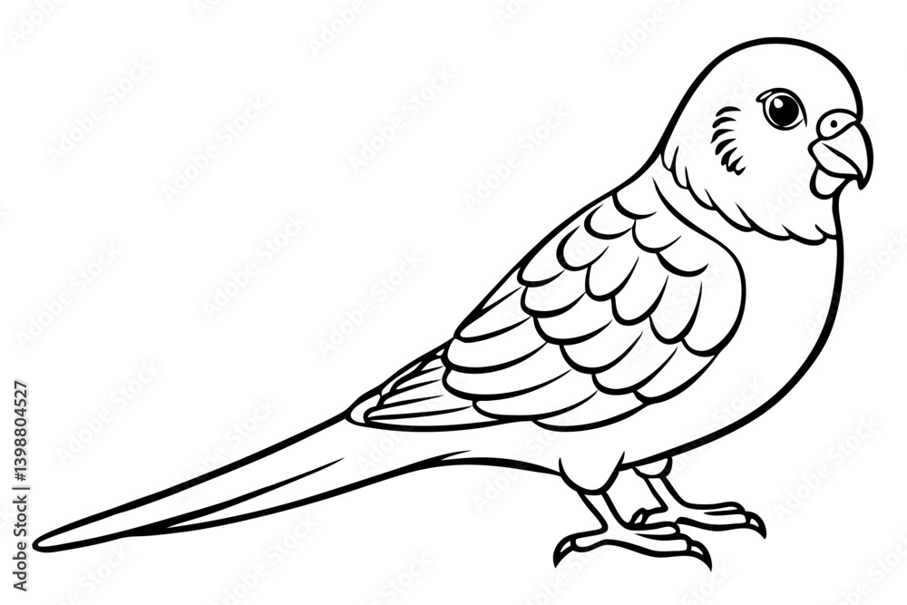 Fototapeta premium parakeet silhouette line art vector illustration with a white background