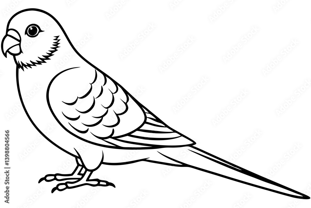 Fototapeta premium parakeet silhouette line art vector illustration with a white background