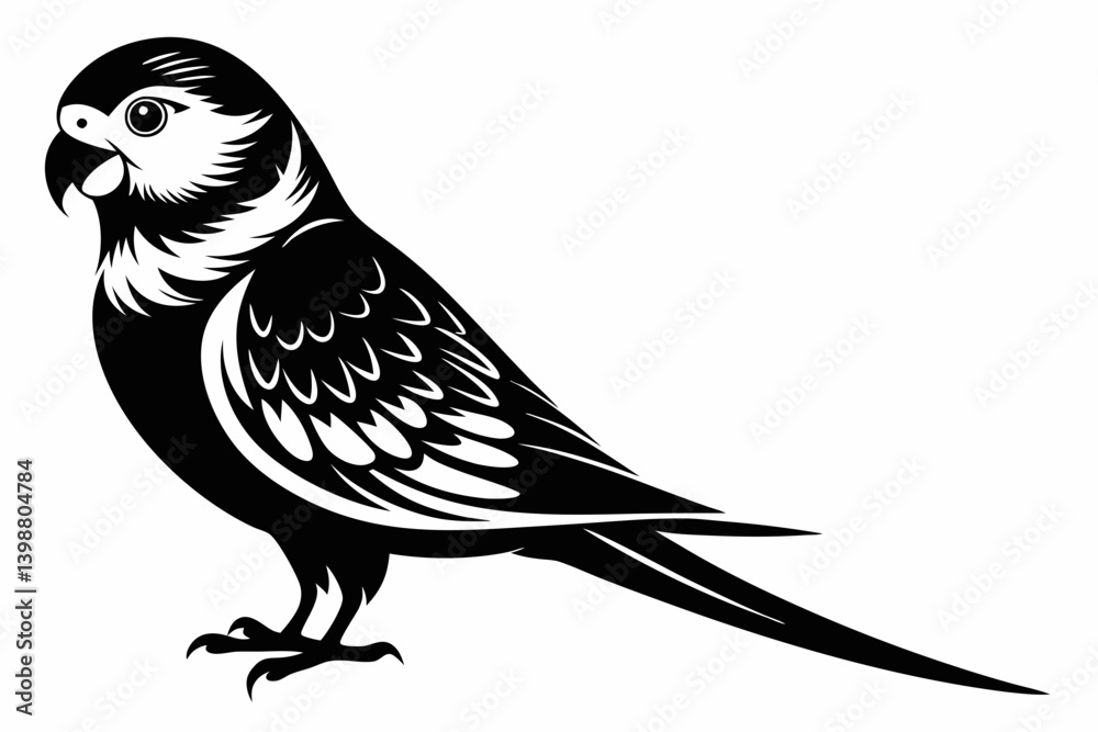 Obraz premium parakeet silhouette line art vector illustration with a white background