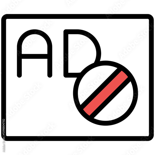 Outlined Colorful Flat Ad Blocker Icon