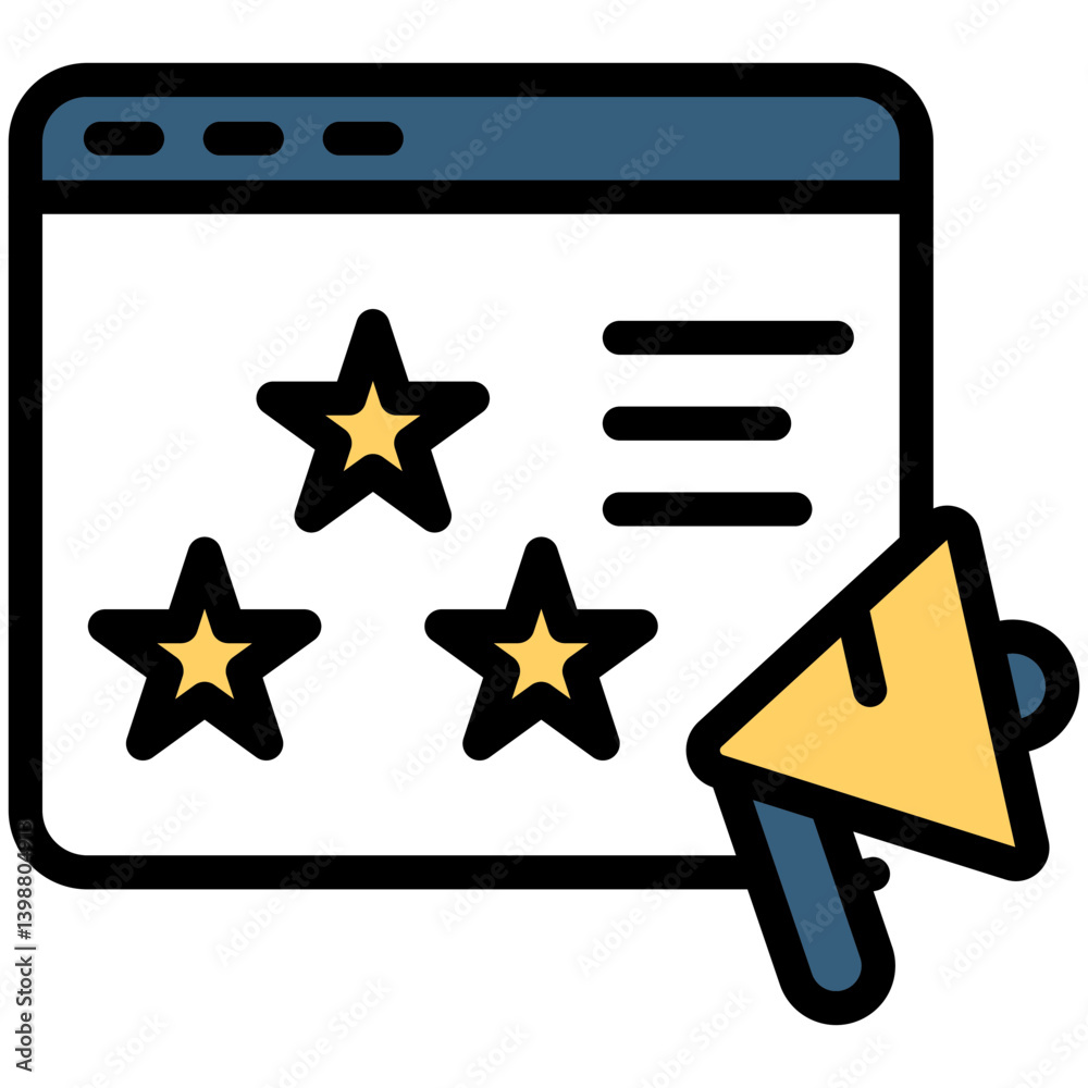 Outlined Colorful Flat Promote Website Icon Outlined Colorful Flat Promote Website Icon