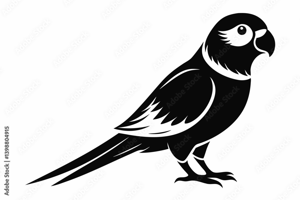Obraz premium parakeet silhouette line art vector illustration with a white background