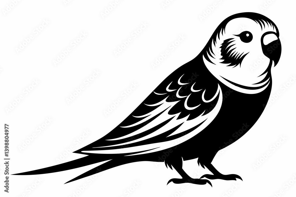 Obraz premium parakeet silhouette line art vector illustration with a white background