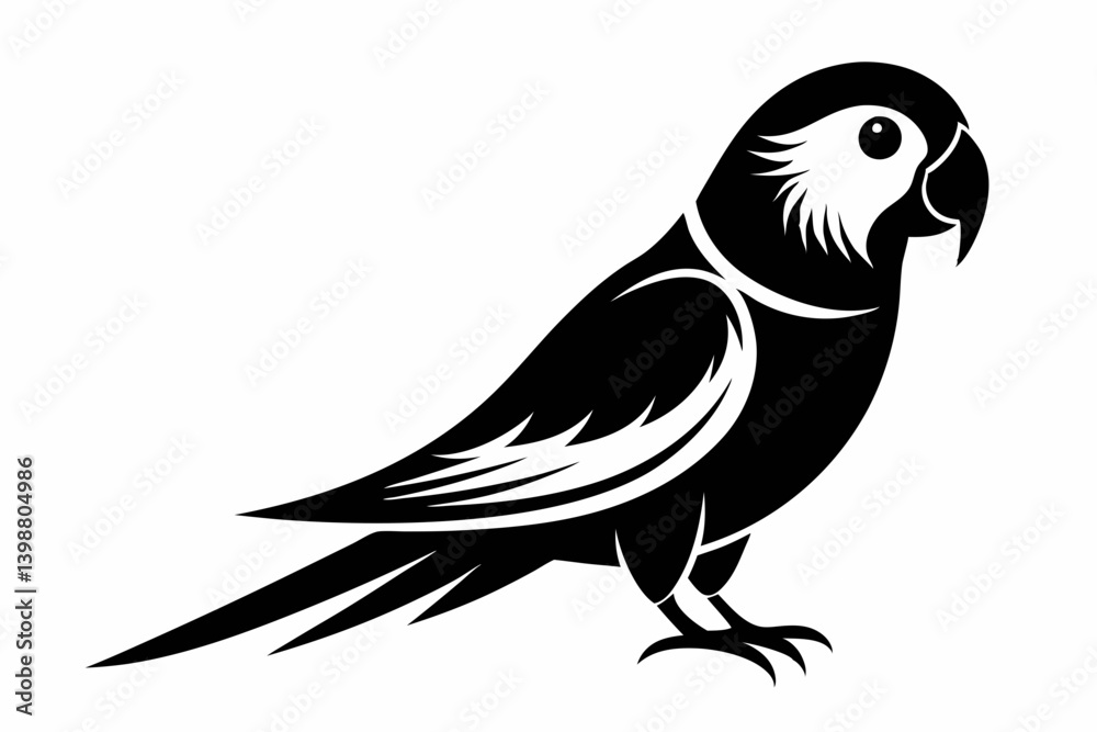 Obraz premium parakeet silhouette line art vector illustration with a white background
