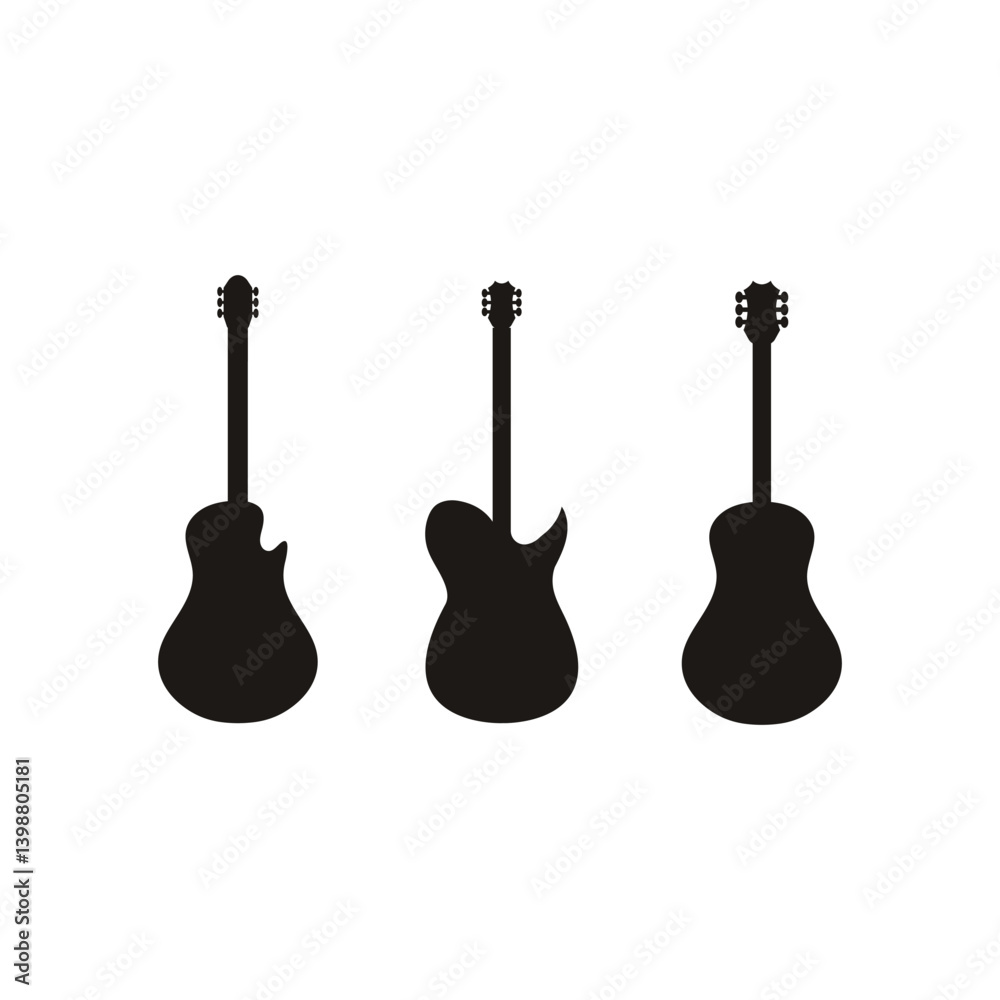 Naklejka premium guitar logo icon vector illustration template design