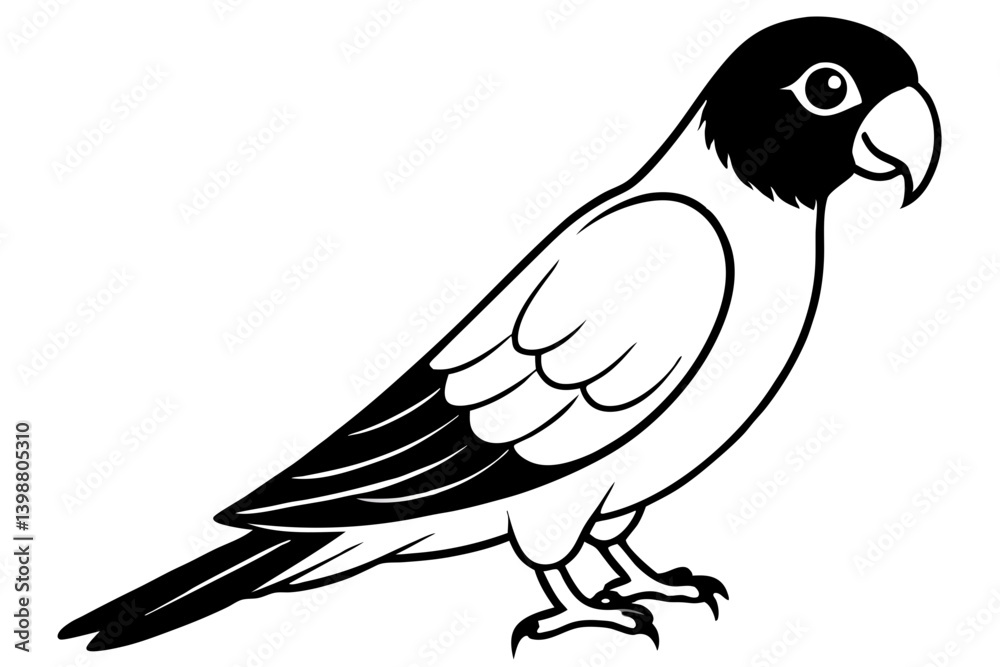 Fototapeta premium parrot silhouette line art vector illustration with a white background