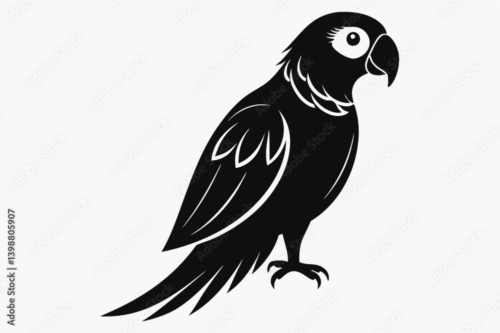 Fototapeta premium parrot silhouette line art vector illustration with a white background