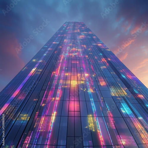Wallpaper Mural a hightech skyscraper featuring a dynamic LED facade isolated on a plain background Torontodigital.ca