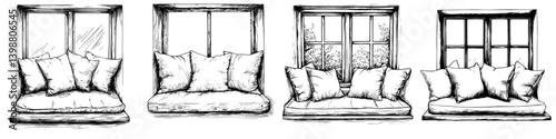 Cozy window seats with plush cushions in various styles and designs showcasing comfort and charm