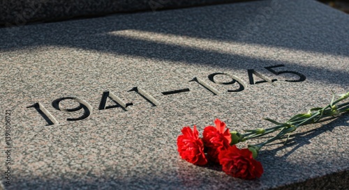 Plakat Memorial with Red Carnations for 1941-1945 Remembrance 