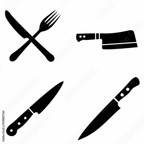 Silhouette Style Knife Icon Symbol Sign Logo Shape Illustration 