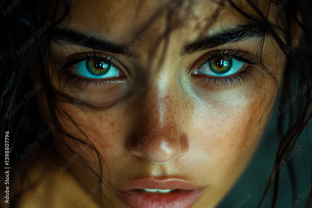 Fototapeta premium Captivating close-up portrait of a young woman