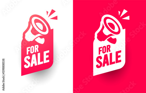 For Sale Banner Set With Megaphone Icon