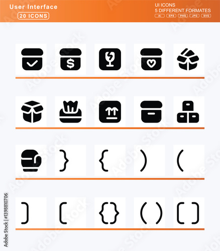 Set of 20 solid user interface icons, arrows, to, dotted, line, icon, flat, vector, v, arrow, bottom, -2, left, right