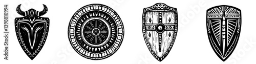 Various designs of shields showcasing intricate patterns and styles for artistic inspiration and historical significance