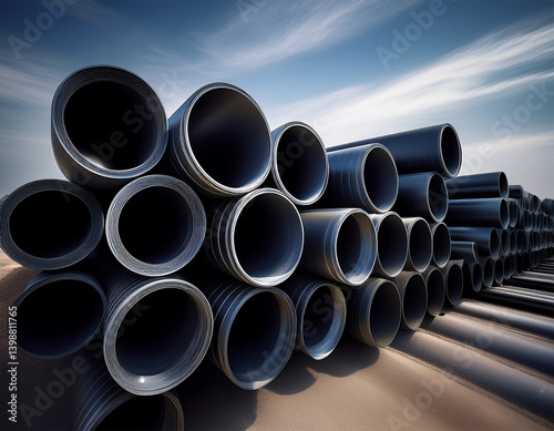 black carbon steel pipe in standard brz size for industrial use generative ai
