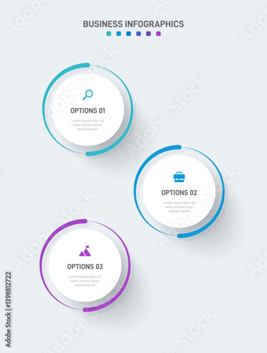 Vertical progress bar featuring 3 arrow-shaped elements, symbolizing the three stages of business strategy and progression. Clean timeline infographic design template. Vector for mobile presentation.